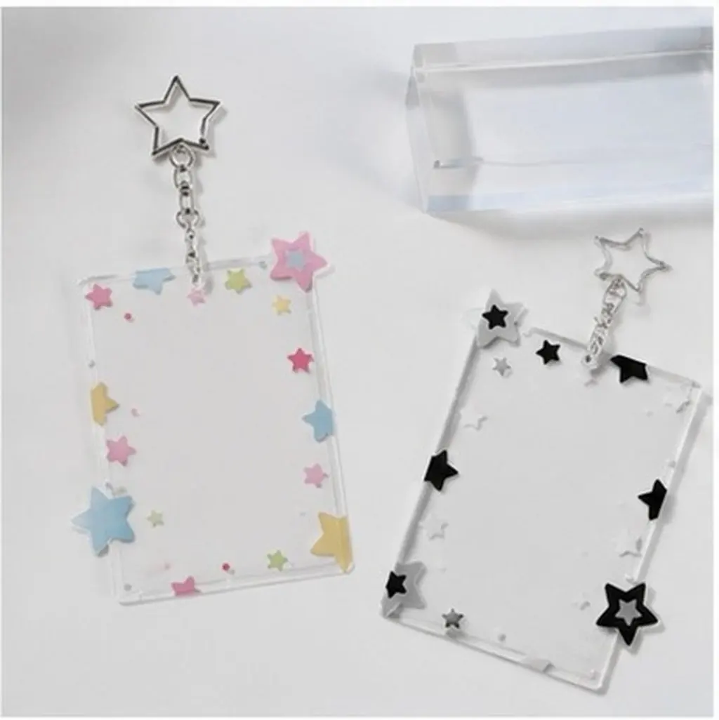 2Pcs Acrylic Photocard Holder Card Holder Wallet Keychain Double Sided Photo Card Display Case Detachable Metal