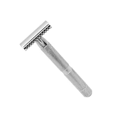 Butterfly Style Double Edge Safety Razor Stainless Steel Shaving Tool For Heavy Duty Metal Razor Textured Handle Non Slip Grip