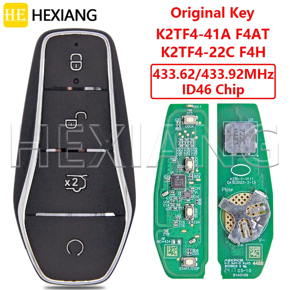 

HE Origianl K2TF4-41A-F4AT K2TF4-22C-F4H ID46 Chip 433MHz Car Remote Key For BYD Qin PLUS Dolphin DM-i Qin PLUS EV Yuan PLUS SON