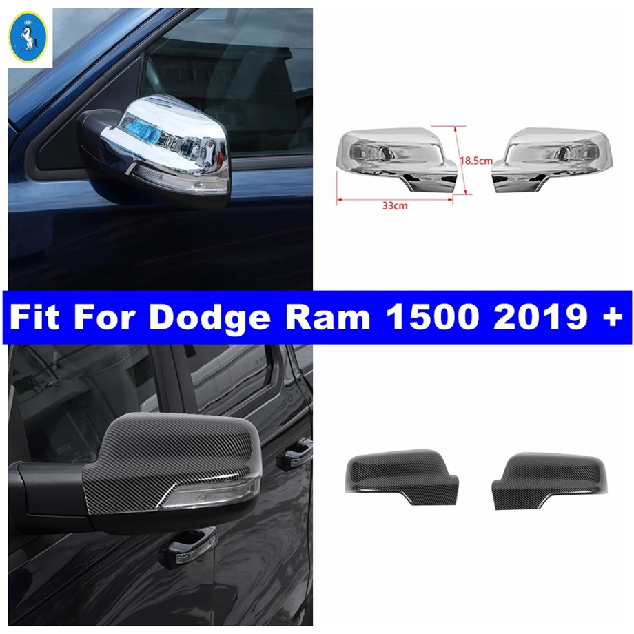 

Chrome / Carbon Fiber Look Car Door Side Wing Rearview Mirror Case Protector Shell Cover Trim Fit For Dodge Ram 1500 2019 - 2025