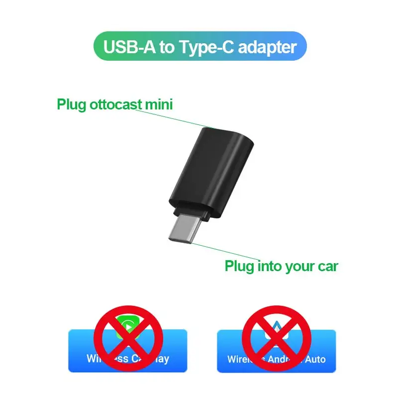 Ottocast Wireless CarPlay & Android Auto Adapter 2-in-1 Mini 5G Dual-Band WiFi Dongle Plug & Play Type-C/USB Voor 99% van de auto's 2026