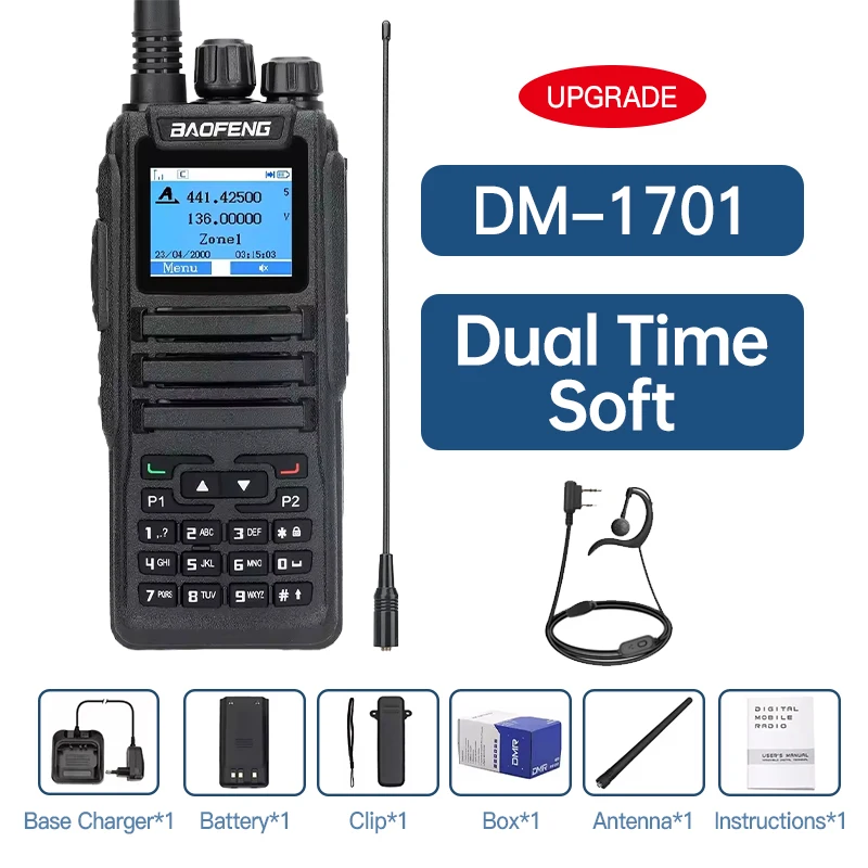 Baofeng Walkie Talkie DMR DM-1701 Dual Mode Analoge en digitale radio's Tier 1+2 Dual Time Slot Hamradio DM 1801 DM-5R
