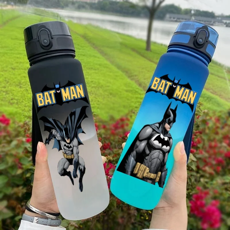 650ML Batman  Anime Characters Water Cup Portable Children's  Outdoor Sports  Large Capacity Plastic Antidrip Water Bottle