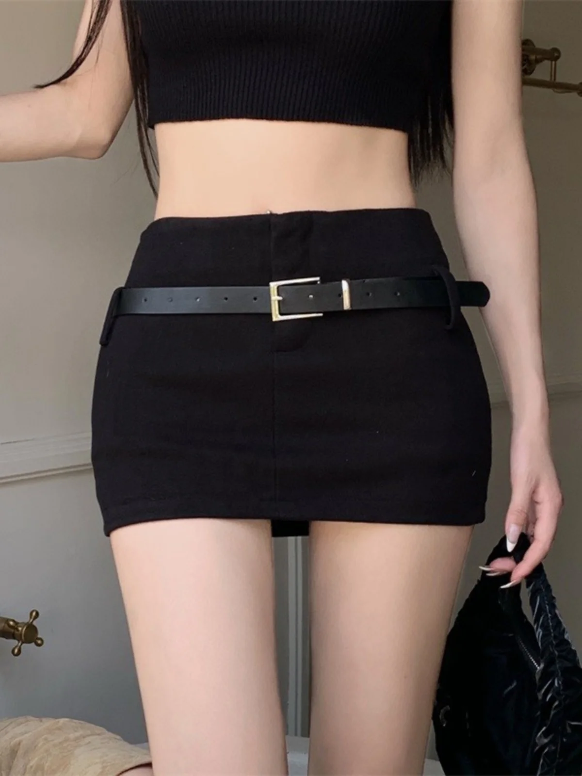 مثير بلا ألف خط تنورة المرأة عالية الخصر سليم صالح الصيف Faion حجم كبير الكورية Sle ort تنورة Bodycon تنورة