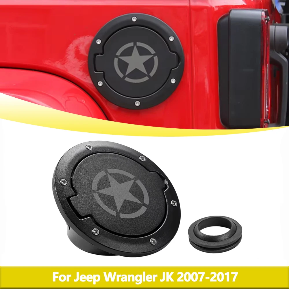 

Fuel Tank Gas Cap Cover for Jeep Wrangler JK 2007-2015 2016 2017 Rubicon Sahara Unlimited Car Exterior Accessories Black