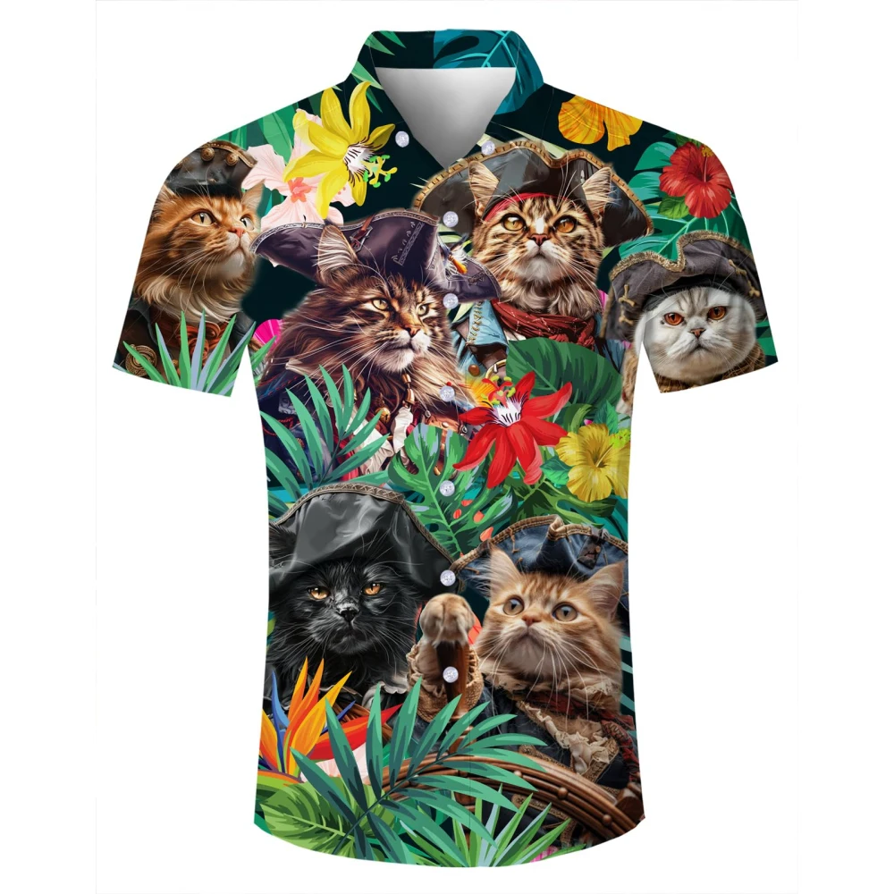Hawaiian Funny Pattern 3D Printed Mens Shirt Summer New Casual Printed Short Sleeve Beach Hawaiian Tops Y2k Men's Clothing