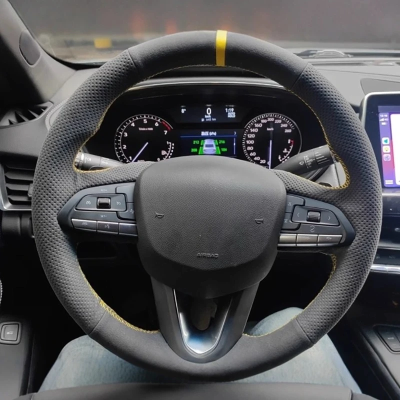 

Сшитый вручную нескользящий прочный замшевый чехол на руль из наппа для Cadillac CT4 CT5 XT4, аксессуары для салона автомобиля