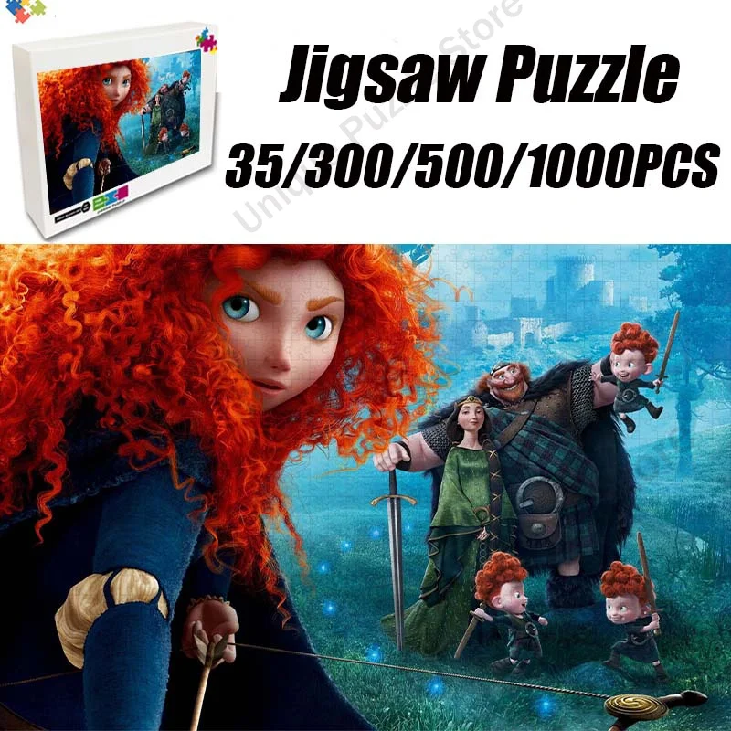 

35/300/500/1000 Pieces Disney Anime Brave Jigsaw Assembling Picture Disney Movie Decompression Puzzles Toy Adult Children Gift