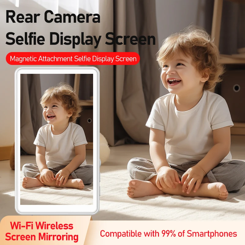 Il più recente schermo magnetico wireless per telefono in tempo reale che utilizza la parte posteriore per lo specchiamento del telefono selfie Vlog Live Stream