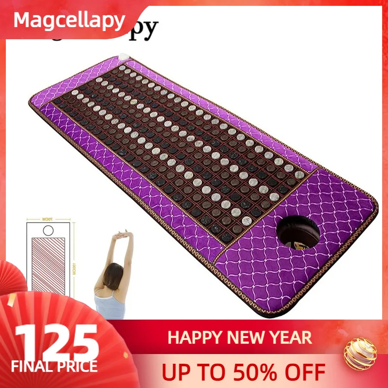 Natural Jade Heating Mattress Massage Pad Hot Stone Therapy Pad Ultra Long Wave Photon Energy With Hole Relieves Pain for Beauty