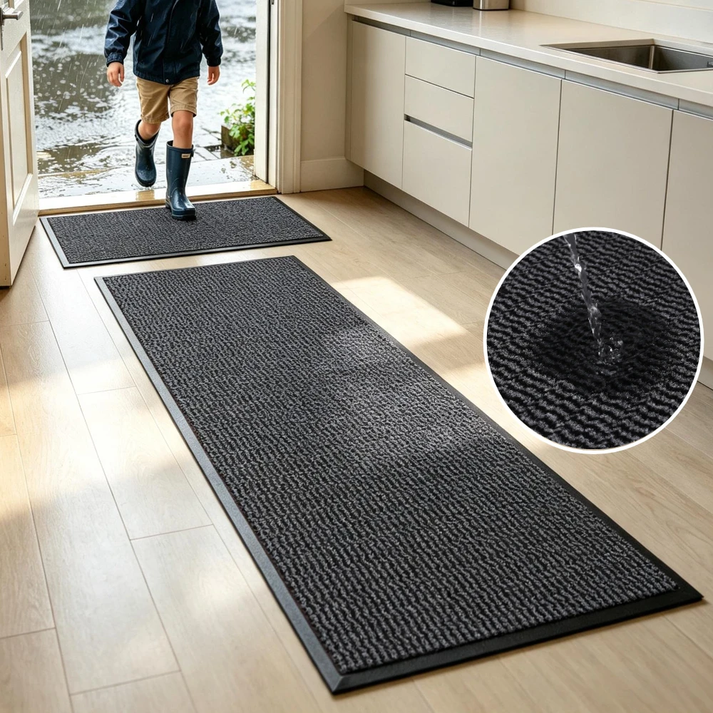 Eingangsbereich-Fußmatte Rutschfeste Gummiunterseite Saugfähiger Teppich Schmutzabweisende Küchenmatte Flache PVC-Bodenmatte