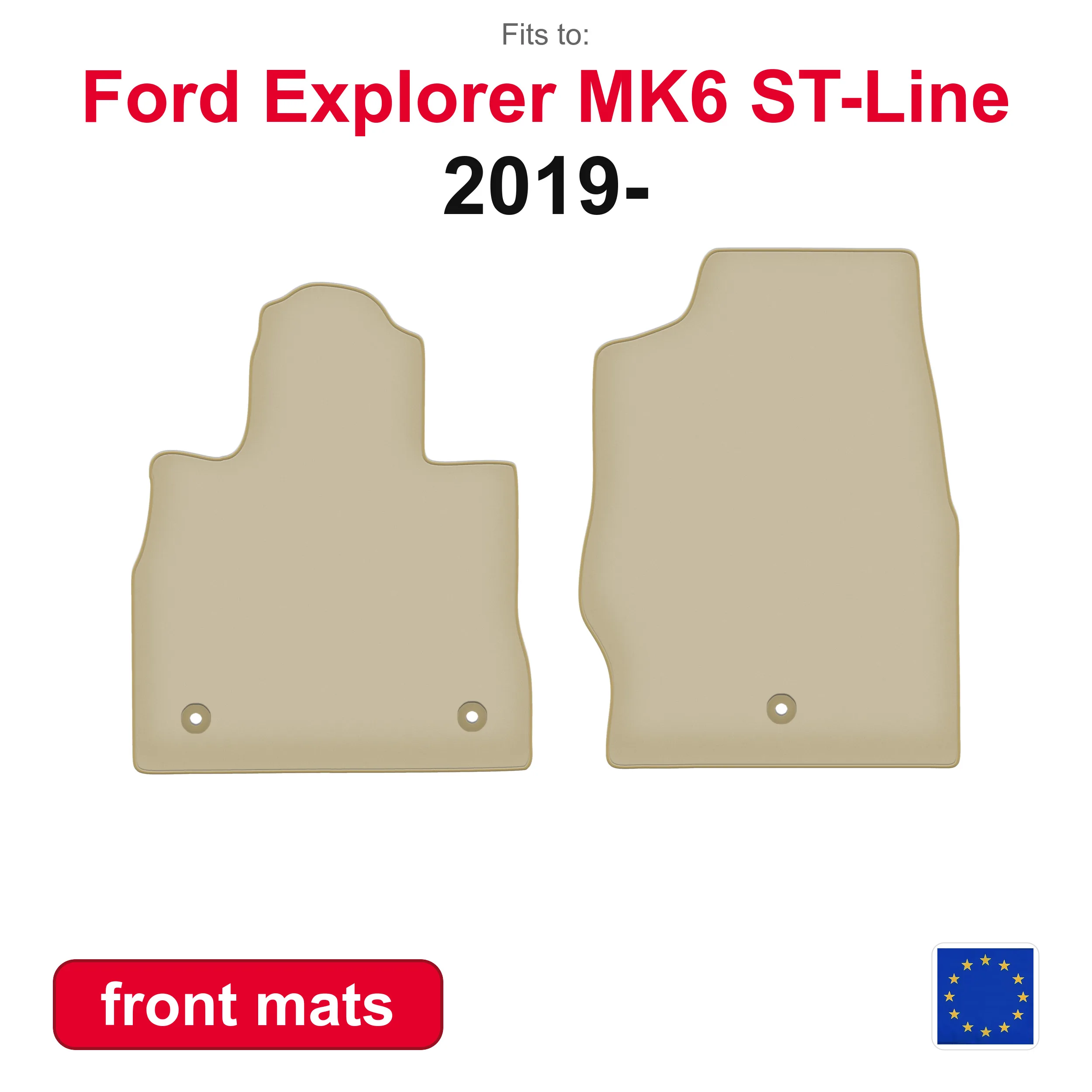 Tapis de sol avant de voiture PREMIUM pour Ford Explorer MK6 ST-Line pickup (2019-) -beige, kit de tapis de sol avant de voiture, 2 pièces