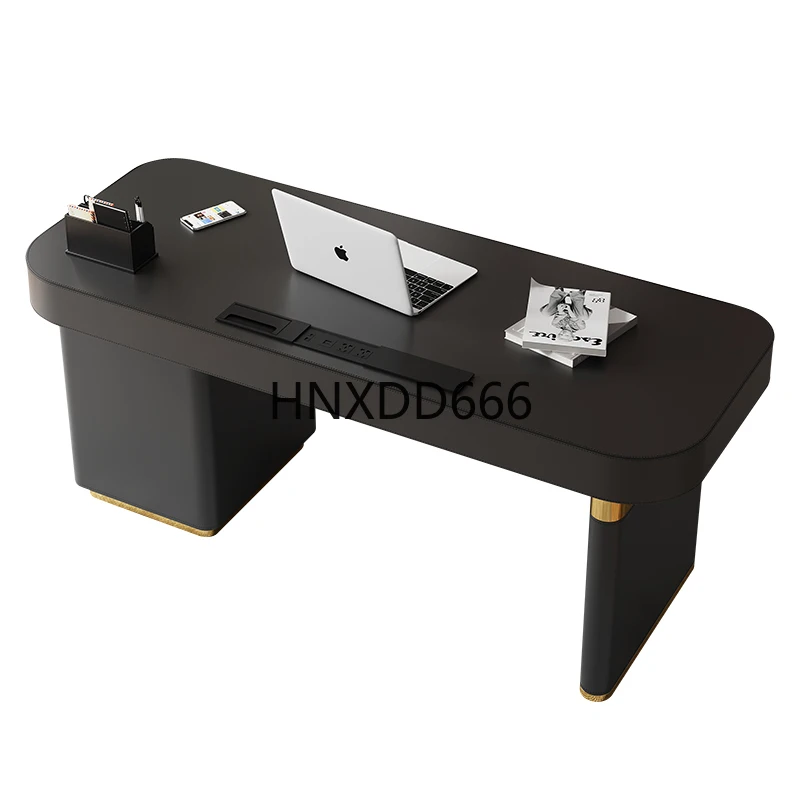 

Saddle leather desk modern simple study computer desk