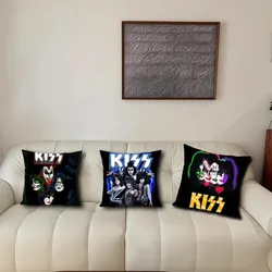 Rock Band K-Kiss Pillow Case Living Room Accent Couch Back Support Square Lounge Restful Nap Companion 