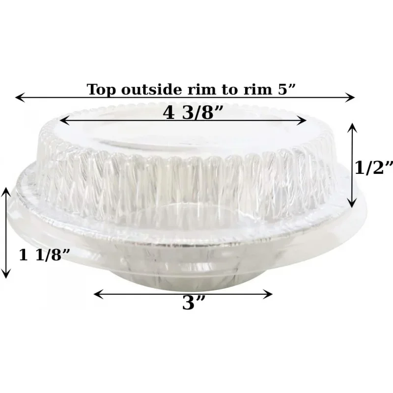 Disposable tart with lid-5 Aluminum Foil individual, pie pans, pot pie tins, baking pan perfect pies, cobblers-501p, (