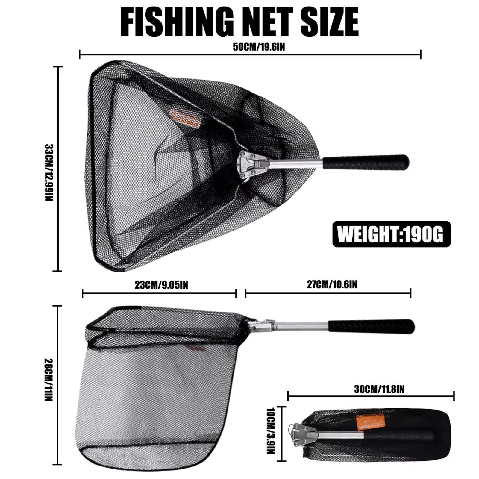 CAZULO Folding convenient fishing rod, ultra light aluminum alloy silicone flying fish net image 5