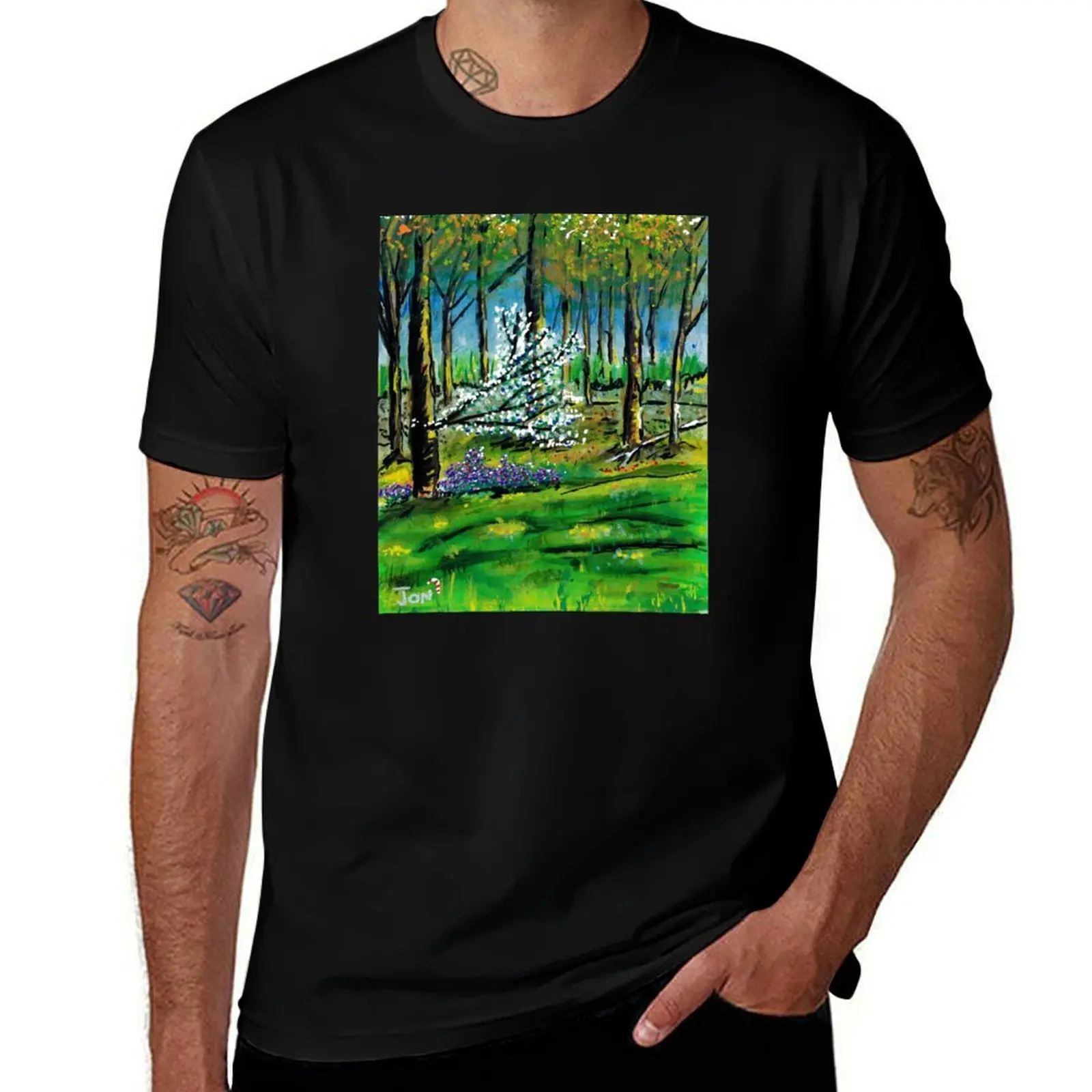 

Clayton Backyard Landscape T-Shirt custom t-shirts basketball graphic tees Anime t-shirt funny costumes Men's t-shirt