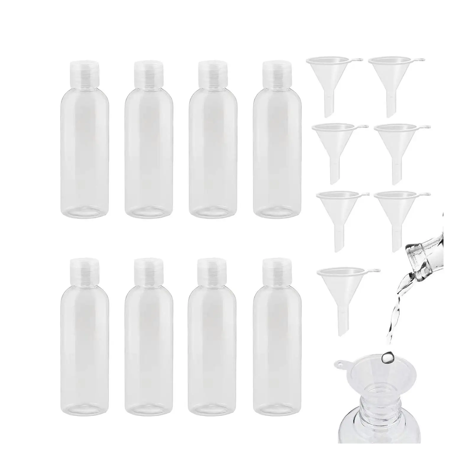 2-6pack 3.4oz/100ml Refillable Bottles with Lid Travel Bottle for Camping