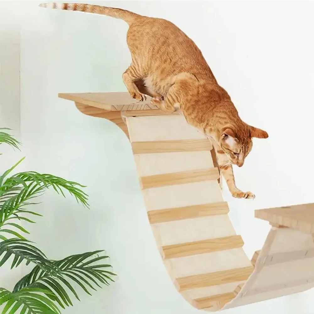 Wall-mounted Cat Climbing House Made Of Solid Wood Sisal Cat Climbing Ladder Durable Cat Scratching Post Cat Tree Pet Furniture