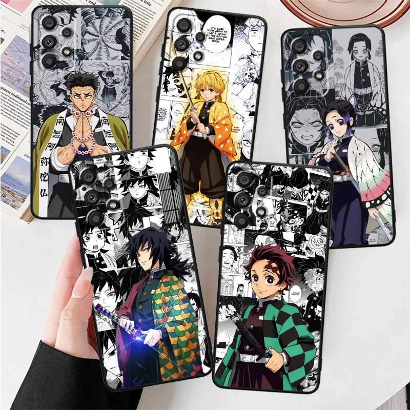 Demon Slayer Comic Cover For Samsung Galaxy A73 A72 A55 A54 A53 A52S A34 A33 A32 A24 A15 TPU Black Phone Case