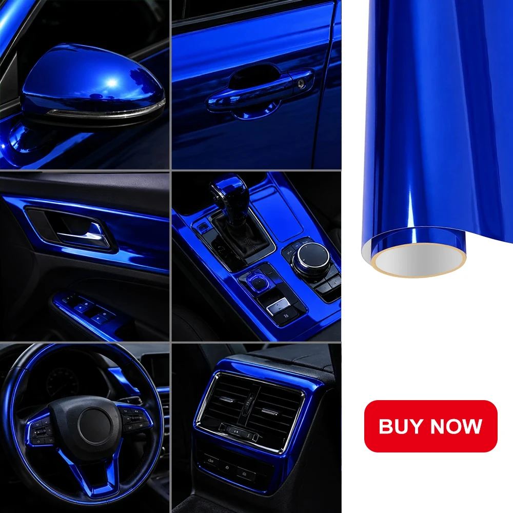Electroplated Deep Blue Film Car Vinyl Electroplate Sticker PVC Auto Body Color Change Decor Film Vehicle Tuning Accessories