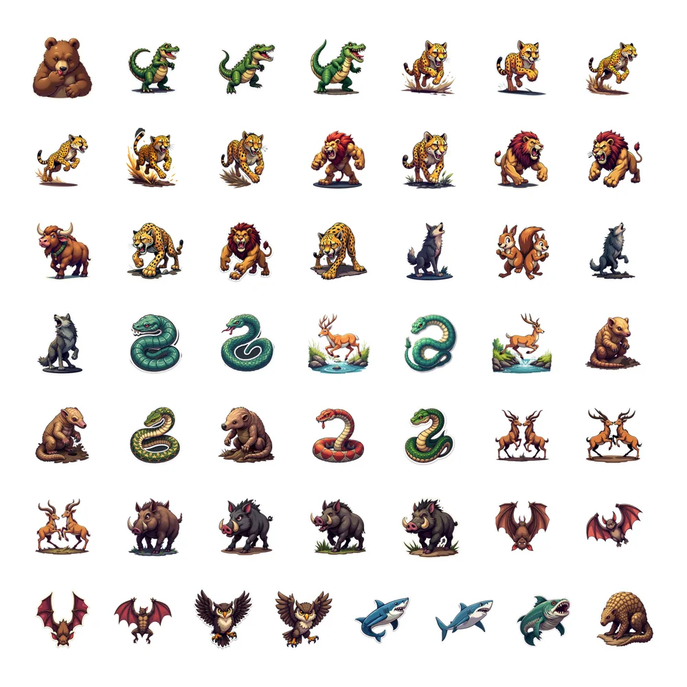 50 قطعة الفيل الكركدن النمر الاطفال القرطاسية ملصقات الكرتون مزيج الحيوانات الكتابة على الجدران ملصق المعلم مكافأة ملصقات الشارات لوازم