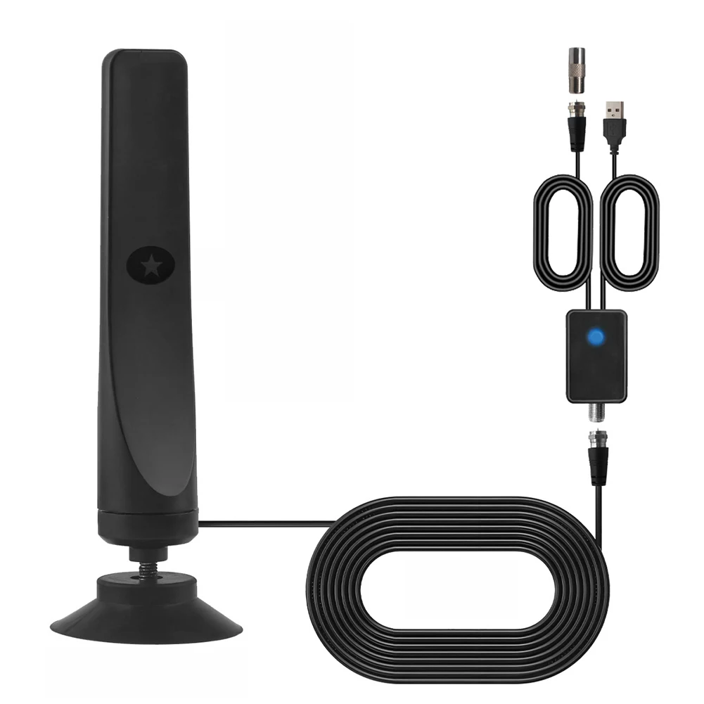 テレビデジタルアンテナ、4K 1080P対応、ポータブルアンテナ、50マイル範囲、吸盤式、25DBI、プラグアンドプレイ、屋外/屋内両用