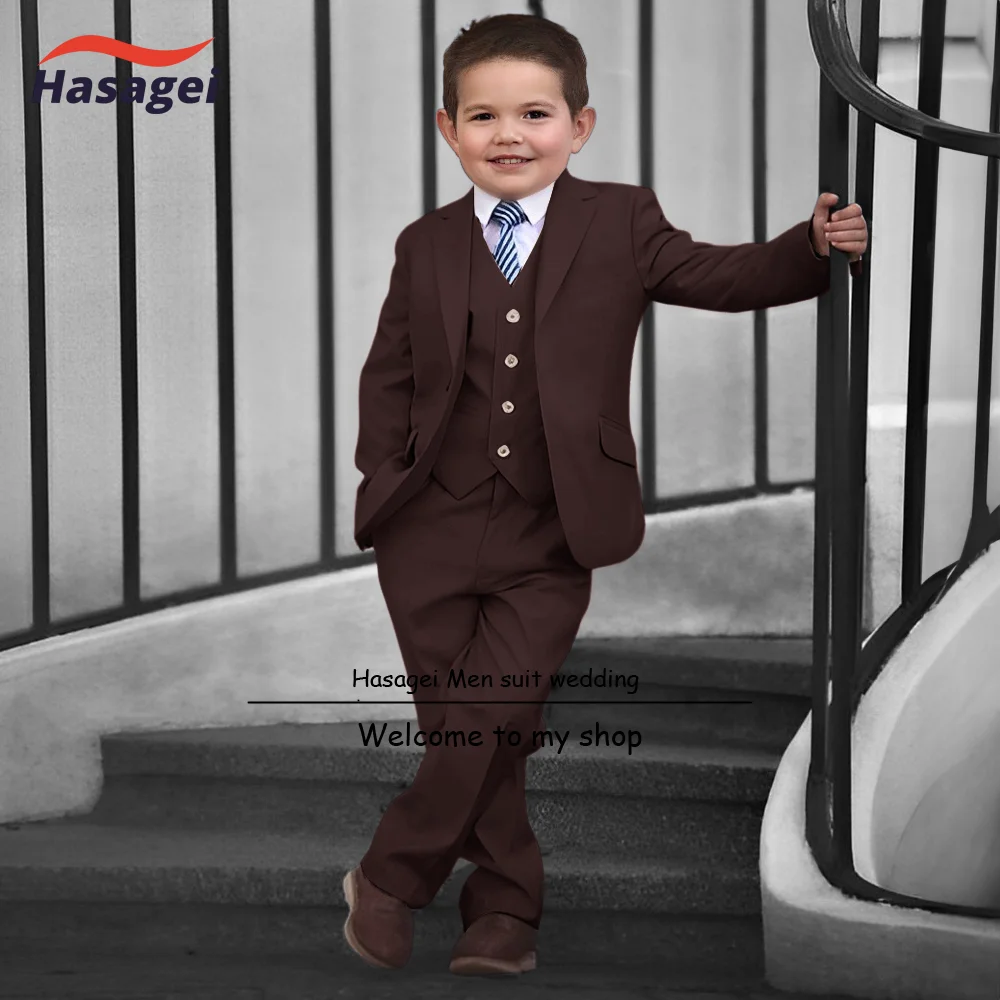 Blue Suit for Boys Wedding Tuxedo 3 Piece Set Kids Formal Jacket Pants Vest Custom Size Fashion Party Dress