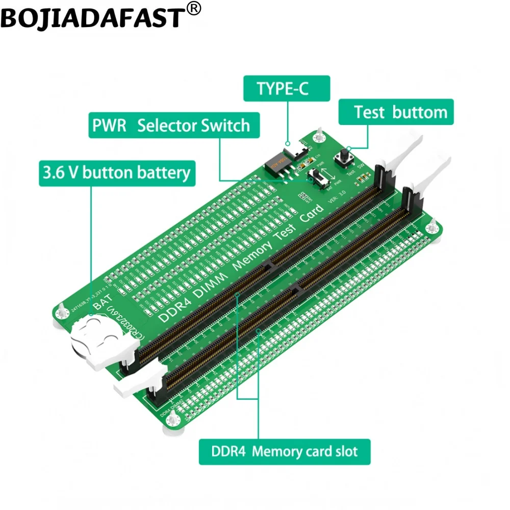 Desktop DDR4 DIMM Geheugen RAM Adapter Testbeschermingskaart met LED-indicator Lange vergrendeling