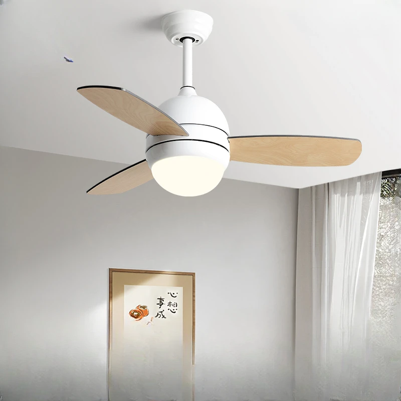 

Nordic Fan Light Bedroom Dining Room Macaron Kids Ceiling Fan Light Modern Smart Simple Inverter Electric Fan Chandelier