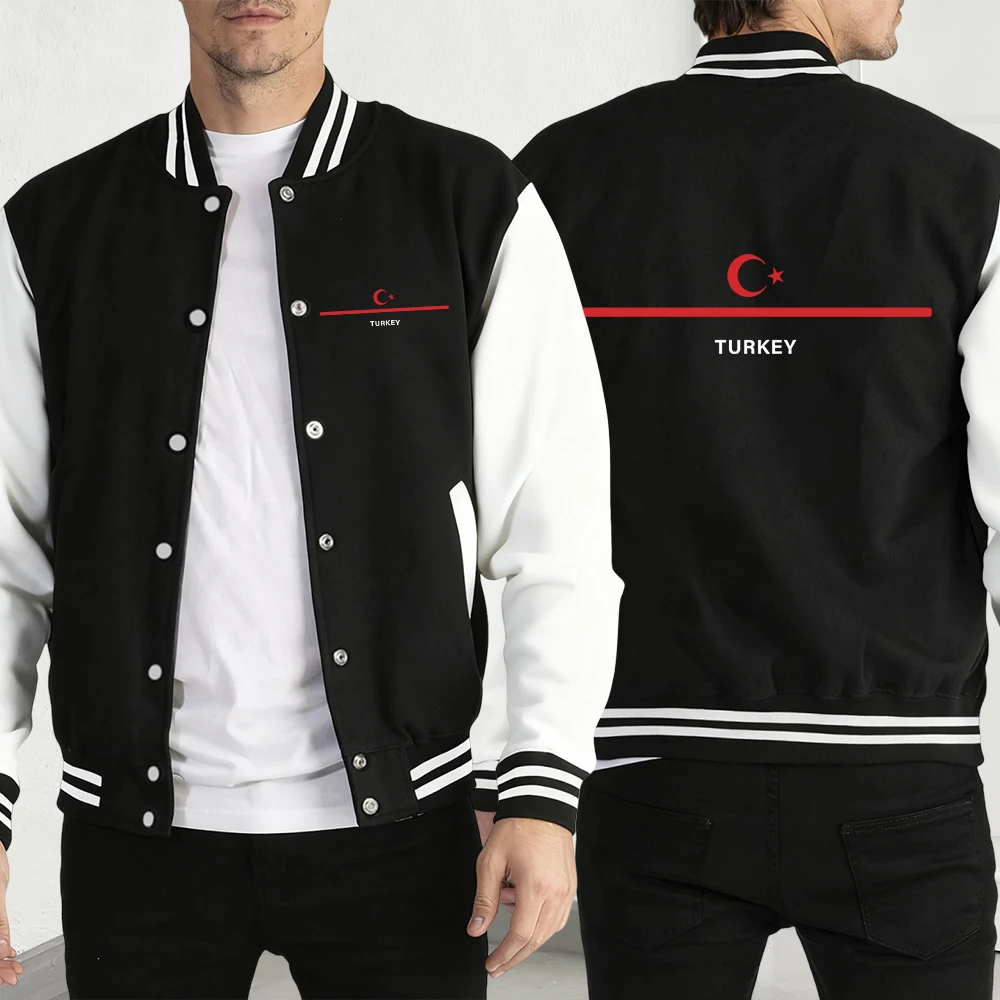 

Бейсбольный трикотаж с принтом национального флага Турции для мужчин, свободная креативная карманная одежда, модная уличная одежда, осеннее винтажное пальто унисекс