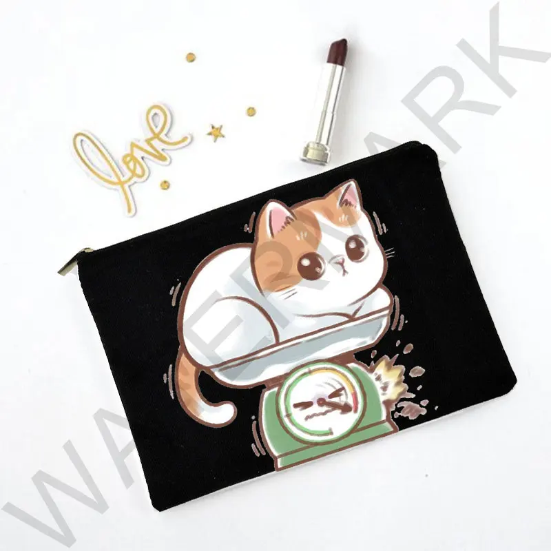 Kawail Kitty พิมพ์ Make Up กระเป๋าแฟชั่นเครื่องสำอางค์กระเป๋าเก็บของสำหรับเดินทางสำหรับเดินทางที่มีสีสันกระเป๋าสำหรับกระเป๋าของผู้หญิง