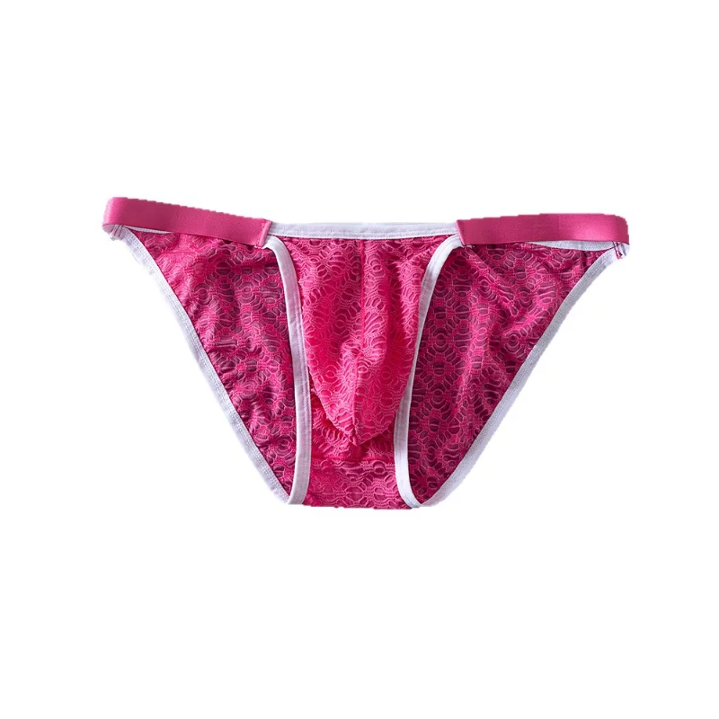 Men's Transparent Lace Panties Ultra-Thin Mesh Briefs Sexy  Low Waist U Convex Pouch Underwear Thin Edge High Fork Underpants