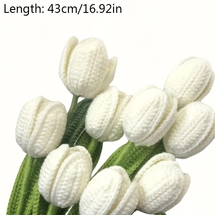 4pcs hand crocheted tulips - Multicolor selection simulated flowers durable yarn home office wedding decoration, Mother's Day Va