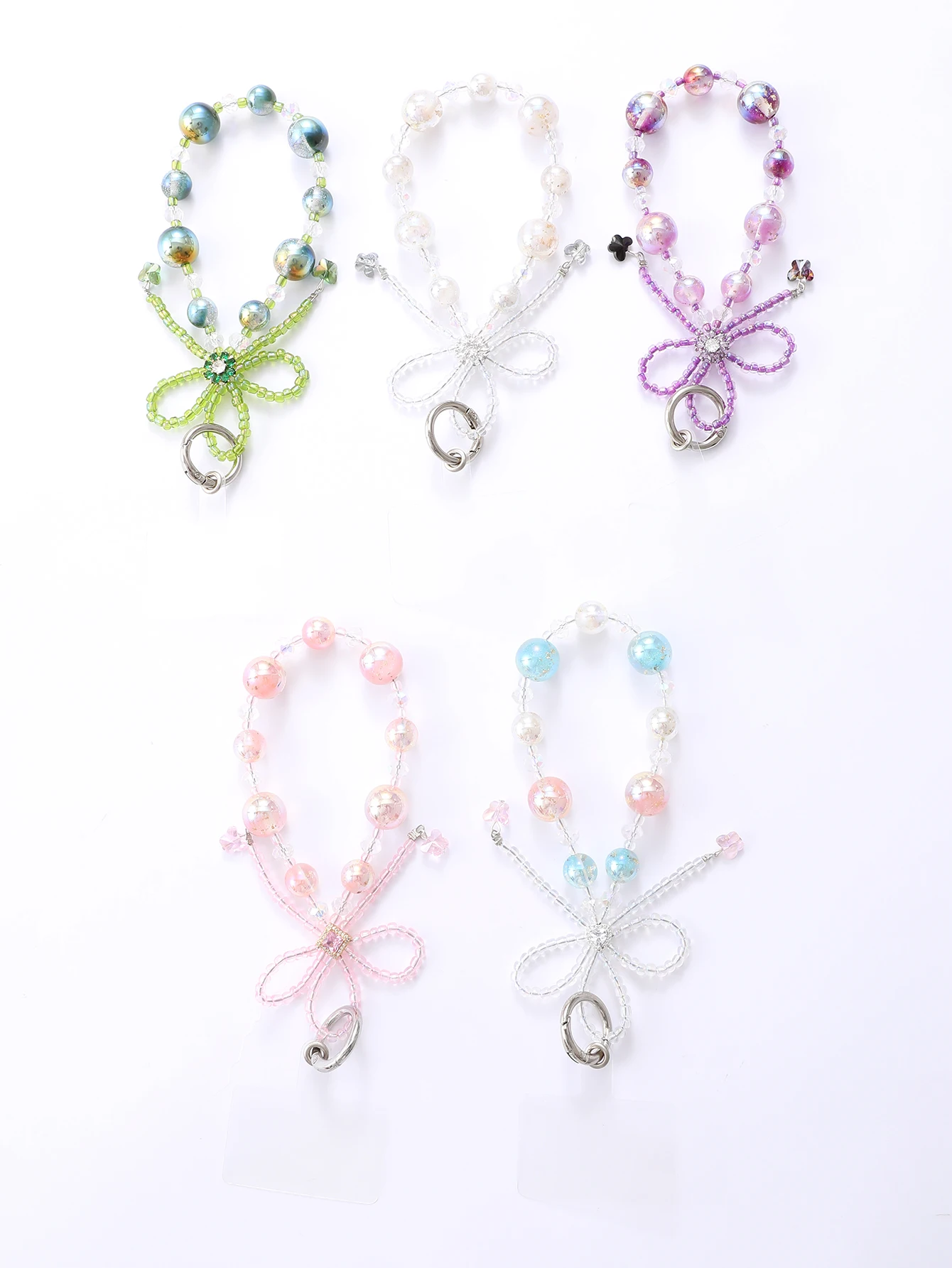 

New Colorful Starry Sky Beads, Beads, High End, Three Dimensional Crystal Bow, Phone Chain Pendant with Transparent Card