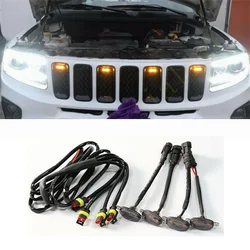 Luz LED de rejilla delantera para Jeep Grand Cherokee, 4 piezas, estilo Raptor, para cuatro carcasas ahumadas, 2003-2021