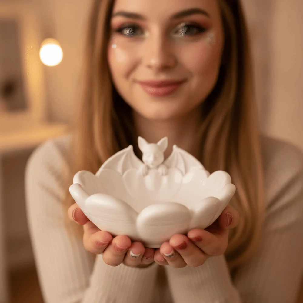 Platonic Tableware PLA 3D Printed Bowl Lightweight Matte Bat Snack Tray Eco-friendly Washable Halloween Organizer Gothic Lovers