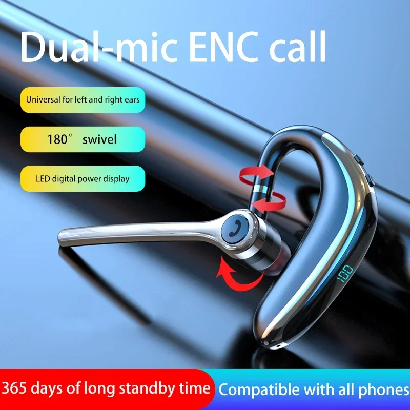 Fones de ouvido sem fio único fone de ouvido bluetooth com microfone cancelamento ruído falando fone de ouvido negócios auriculares condução