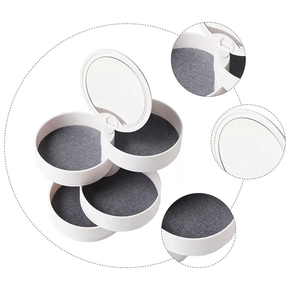 1Pcs Multi-Layer Rotating Jewelry Box Small Footprint Dressing Table Decor Earring Ring Necklace Bracelet Organizer Non-Slip