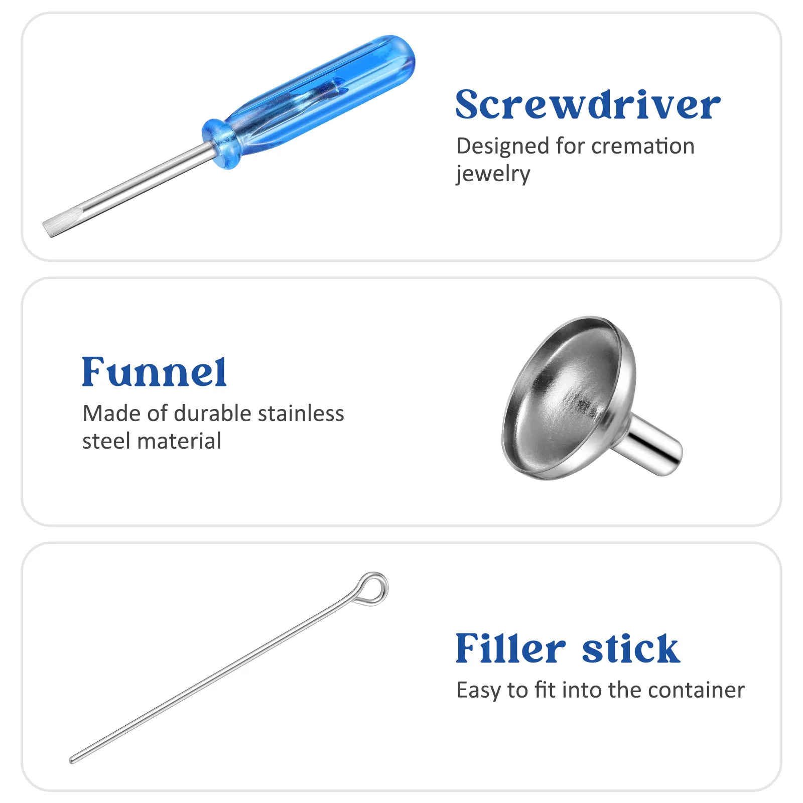 1Set Stainless Steel Mini Urn Funnel Filling Kit Cremation Jewelry Ashes Filler Bone Ash Keepsake Tool Mini Funnel Set