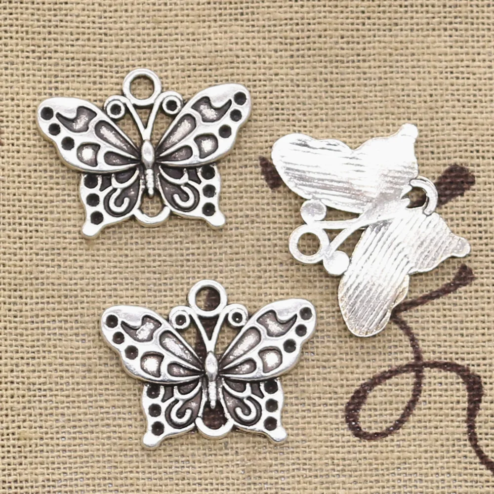 10 sztuk Charms motyl złącze 20x25mm Antique Making wisiorek fit,Vintage tybetański srebrny kolor, ręcznie robiona biżuteria DIY — zdjęcie 4