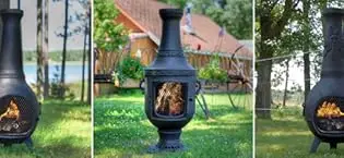 blue rooster chimineas firepit outdoor fireplace