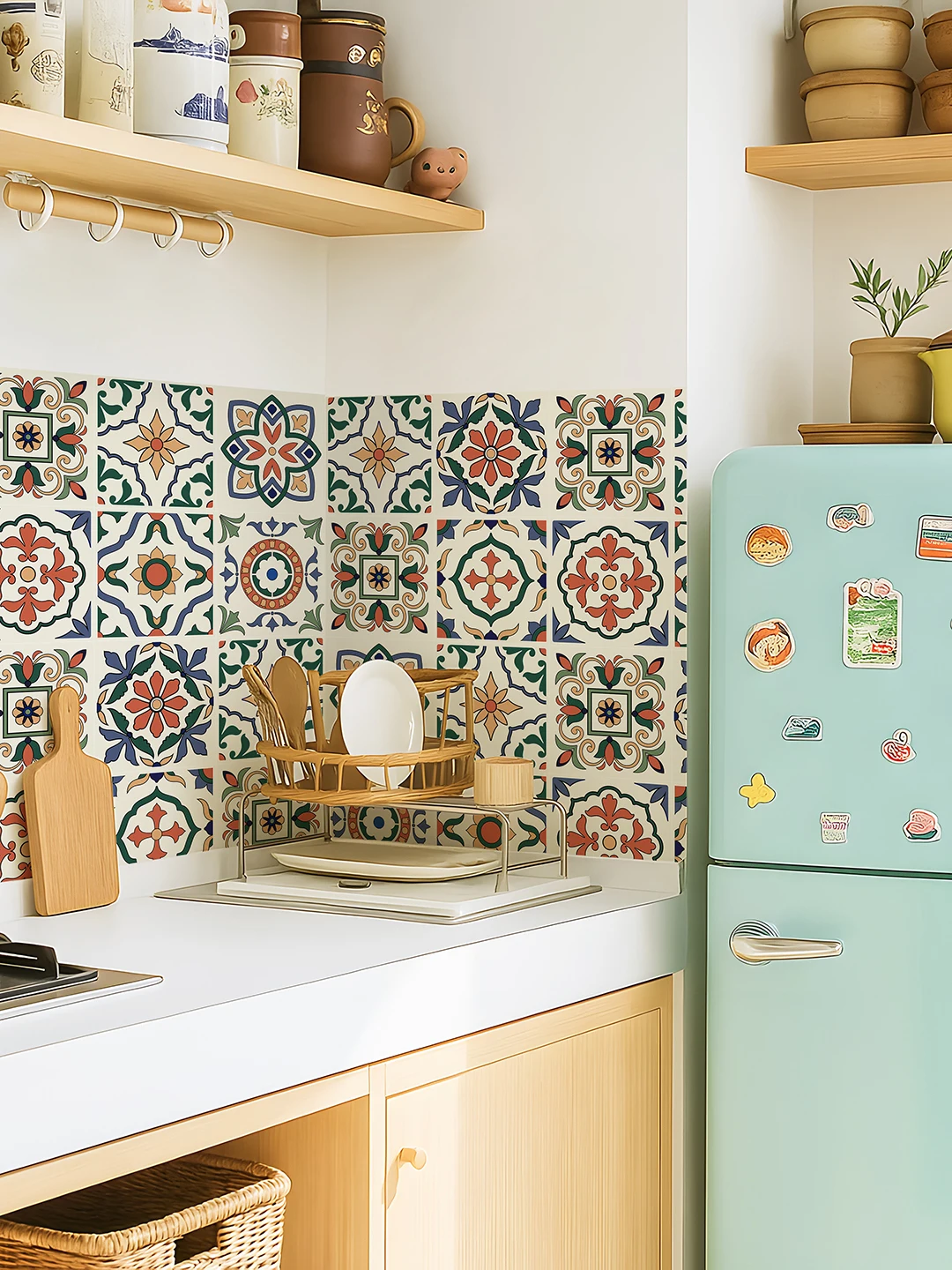 

Кухонные маслостойкие наклейки в американском ретро-стиле для керамической плитки, самоклеящиеся, термостойкие, для декора стен туалета и умывальника