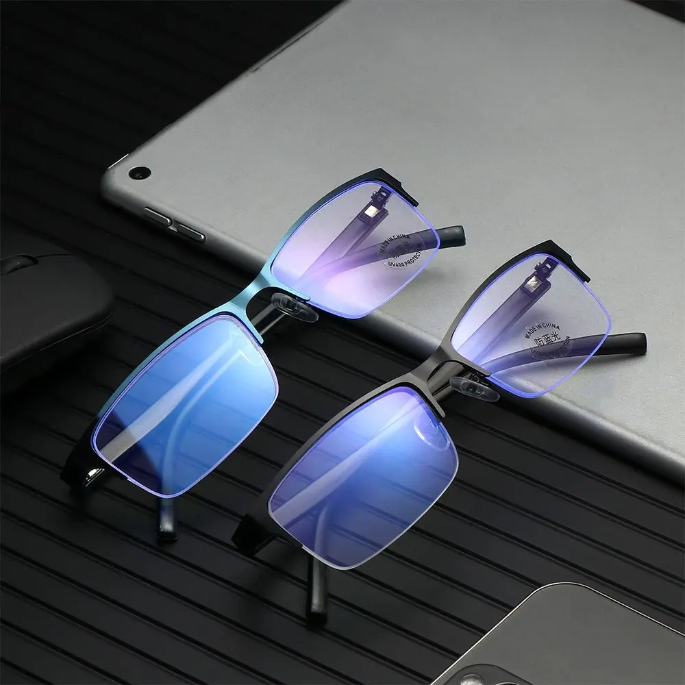 

Men Half Frame Classic Ultra Light Glasses Business Eyeglasses Eye Protection Anti-Blue Light