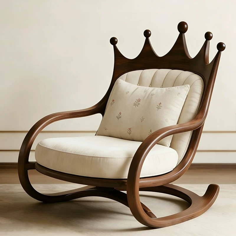 

New Chinese-style North American black walnut leisure chair living room balcony modern crown recliner
