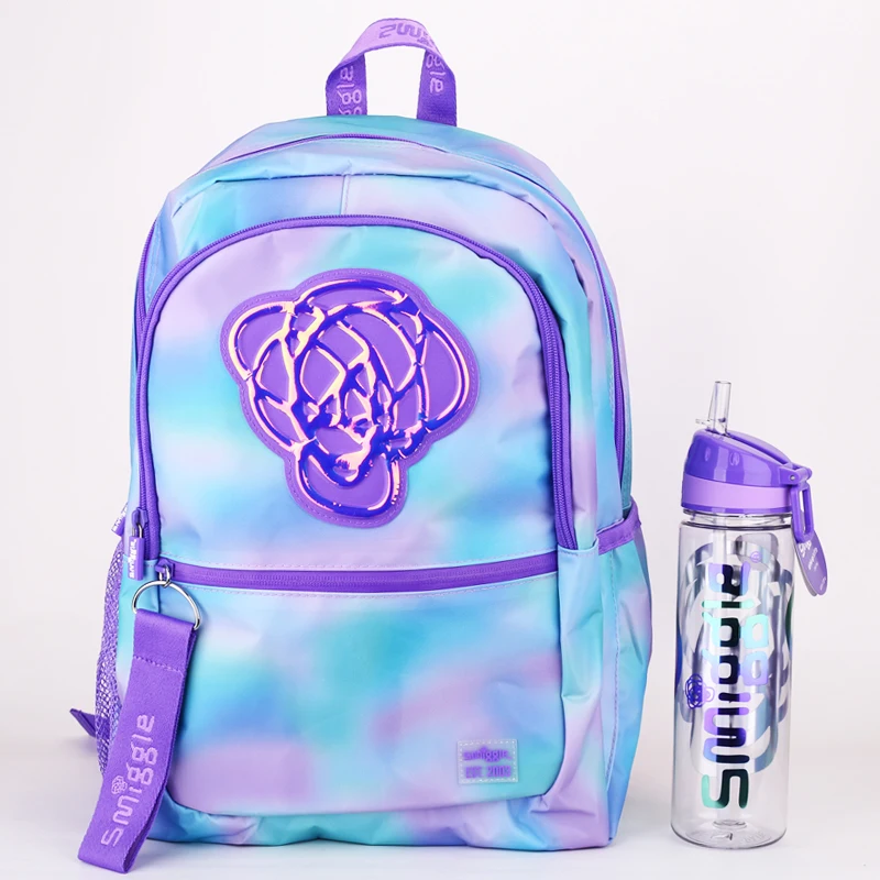 Genuine Australian Smiggle Schoolbag Student Backpack Burden Relief Large Capacity Backpack Water Cup Purple Travel Bag