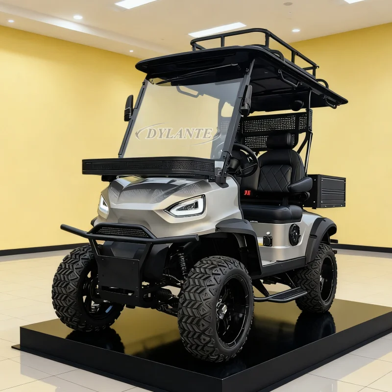 Special Offer 72V 5KW Lithium Battery 14-inch Aluminum Wheels New Appearance Off-Road Vehicle 4-Seater Solar Electric Golf Cart