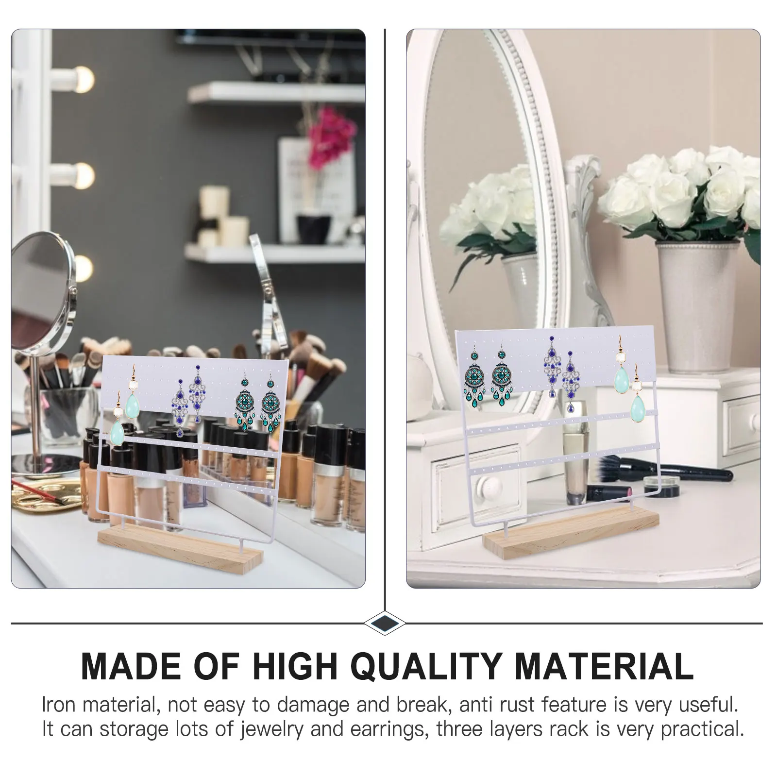 

Earring Display Stand Easy-to-assemble Jewelry up Holder Organizer Stud Stands Iron Storage Rack Bedroom