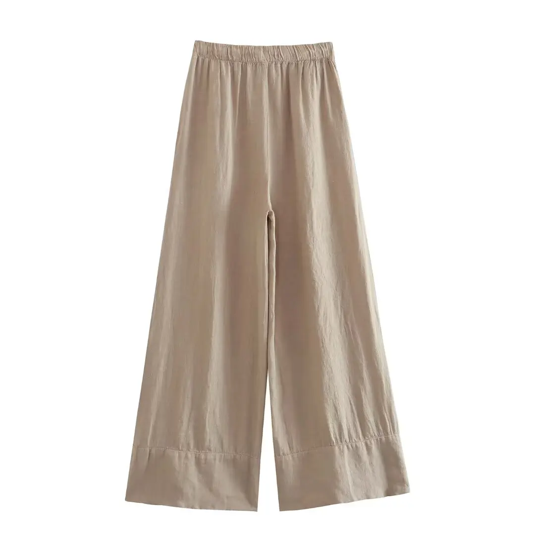 Maxdutti Pantalon Femme Trousers Women Summer French Minimalist Pants Women Loose Fitting Casual Drawstring Wide Leg Pants