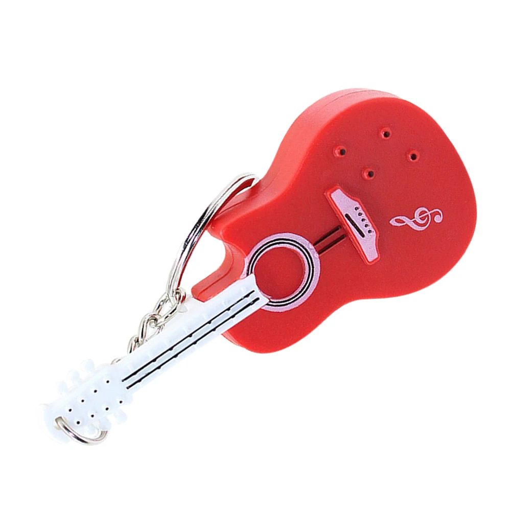 

Red Led Guitar Pendant Keyring With Sound Effect Simple But Delicate Design Miniature Musical Instrument Keychain